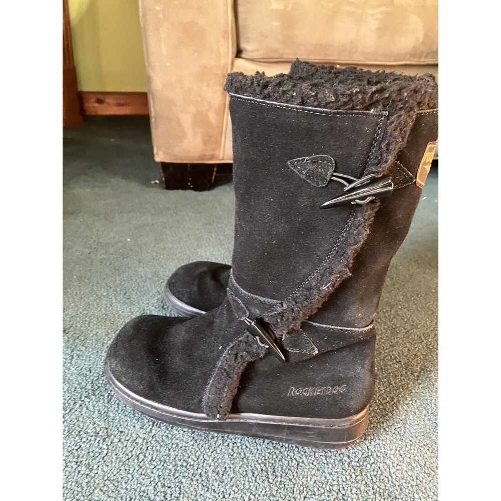 Rocket Dog Slope Ladies Womens Shearling Zip Up Winter Boots Black